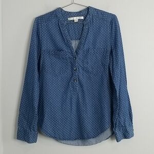 Lauren Conrad polka dot chambray shirt Small